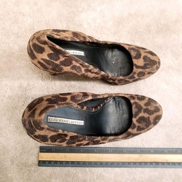 Vera Wang Lavender Womens Size 8 Brown Slip On Leopard Print 4" Wedge - Picture 7 of 11